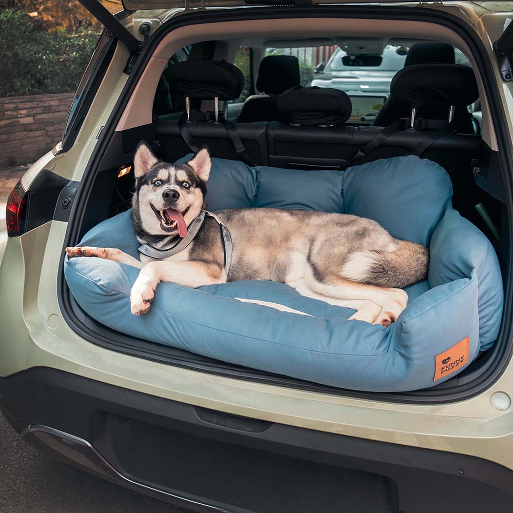 Funda de asiento de coche para perros – Hamaca de viaje acolchada para perros medianos y grandes con correas de seguridad y bolsillos de almacenamiento