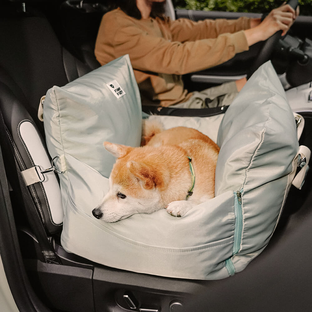 Gepolsterte Hunde-Autositz-Sitzerhöhung mit Sicherheitsgurt & Seitenpolstern – Wasserfeste, waschbare Haustier-Transportbox für Autos, SUVs & Reisen
