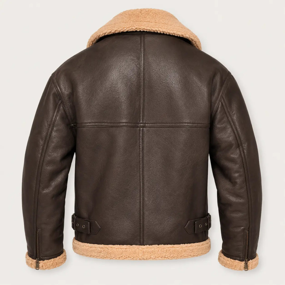 Men's Faux Shearling Aviator Jacket – Insulated Leather Look Bomber Coat with High Collar
