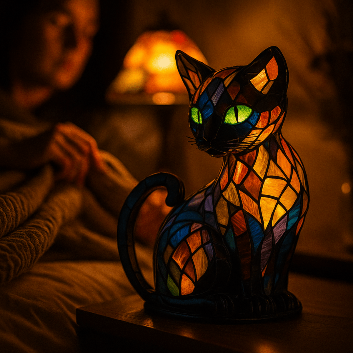 Lámpara de noche LED de silicona con forma de gato recargable, control táctil, lámpara de escritorio para dormitorio, oficina, habitación infantil, iluminación ambiental, portátil, alimentada por USB, multico | Thomler