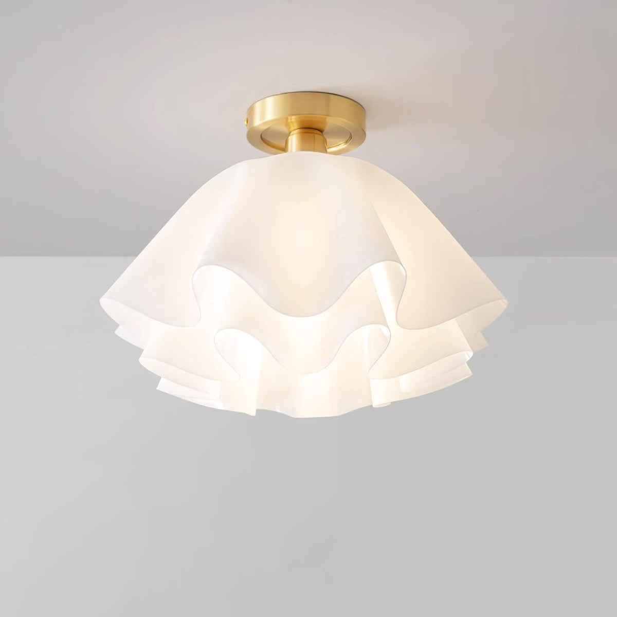 Flush Mount Acrylic Folded Ceiling Light 12 in White for Bedroom Living Room Hallway Modern E27 LED Fixture Home Decor Overhead Lighting | Thomler