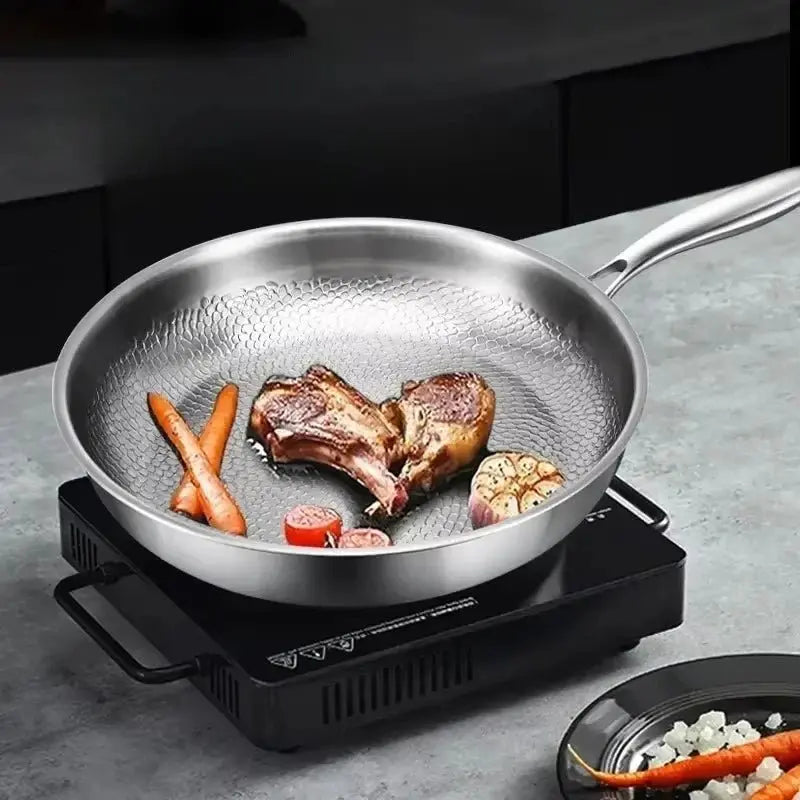 Nonstick Frying Pan Hammered Titanium Coating for Induction Gas Electric 11 in 12 in Skillet Even Heat Distribution PFOA-Free Scratch-Resist | Thomler