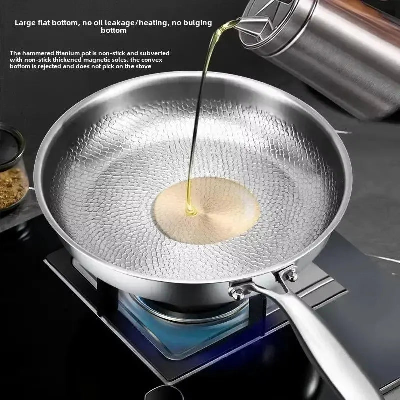 Nonstick Frying Pan Hammered Titanium Coating for Induction Gas Electric 11 in 12 in Skillet Even Heat Distribution PFOA-Free Scratch-Resist | Thomler