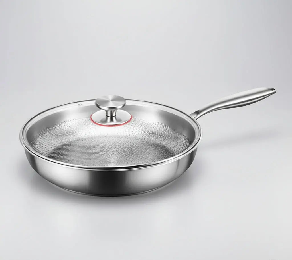 Nonstick Frying Pan Hammered Titanium Coating for Induction Gas Electric 11 in 12 in Skillet Even Heat Distribution PFOA-Free Scratch-Resist | Thomler