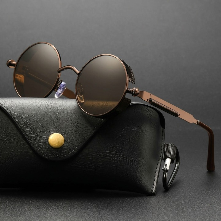 Vintage Round Sunglasses Polarized UV400 Protection Metal Frame Gothic Industrial Design for Men Women Everyday Outdoor | Thomler