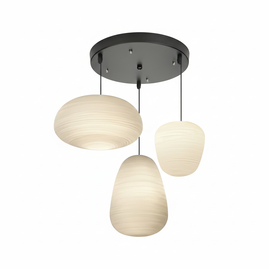 Frosted Glass Hanging Light Fixture with Ribbed Texture | Adjustable Ceiling Lamp for Dining Room Kitchen Island Cafe Restaurant Home | LED | Thomler