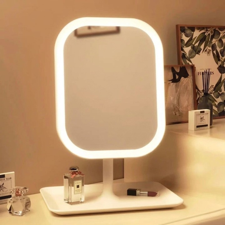 Lighted Makeup Mirror with Touch Control, Cordless Vanity Mirror with 3 Color Temperatures, Adjustable Brightness for Bedroom & Bathroom | Thomler