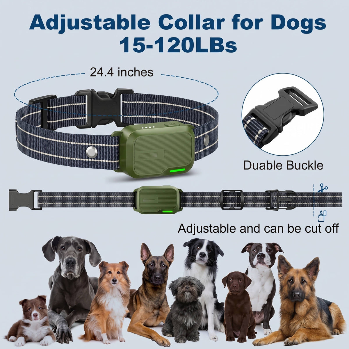 Hundetrainingshalsband mit Fernbedienung, 1000m Reichweite, verstellbares Halsband für Hunde von 4,5 bis 54 kg