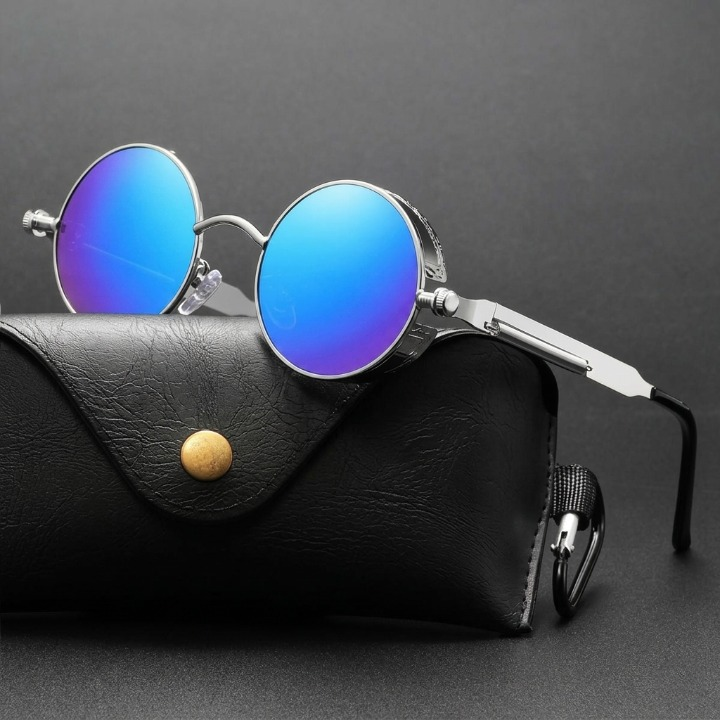 Vintage Round Sunglasses Polarized UV400 Protection Metal Frame Gothic Industrial Design for Men Women Everyday Outdoor | Thomler