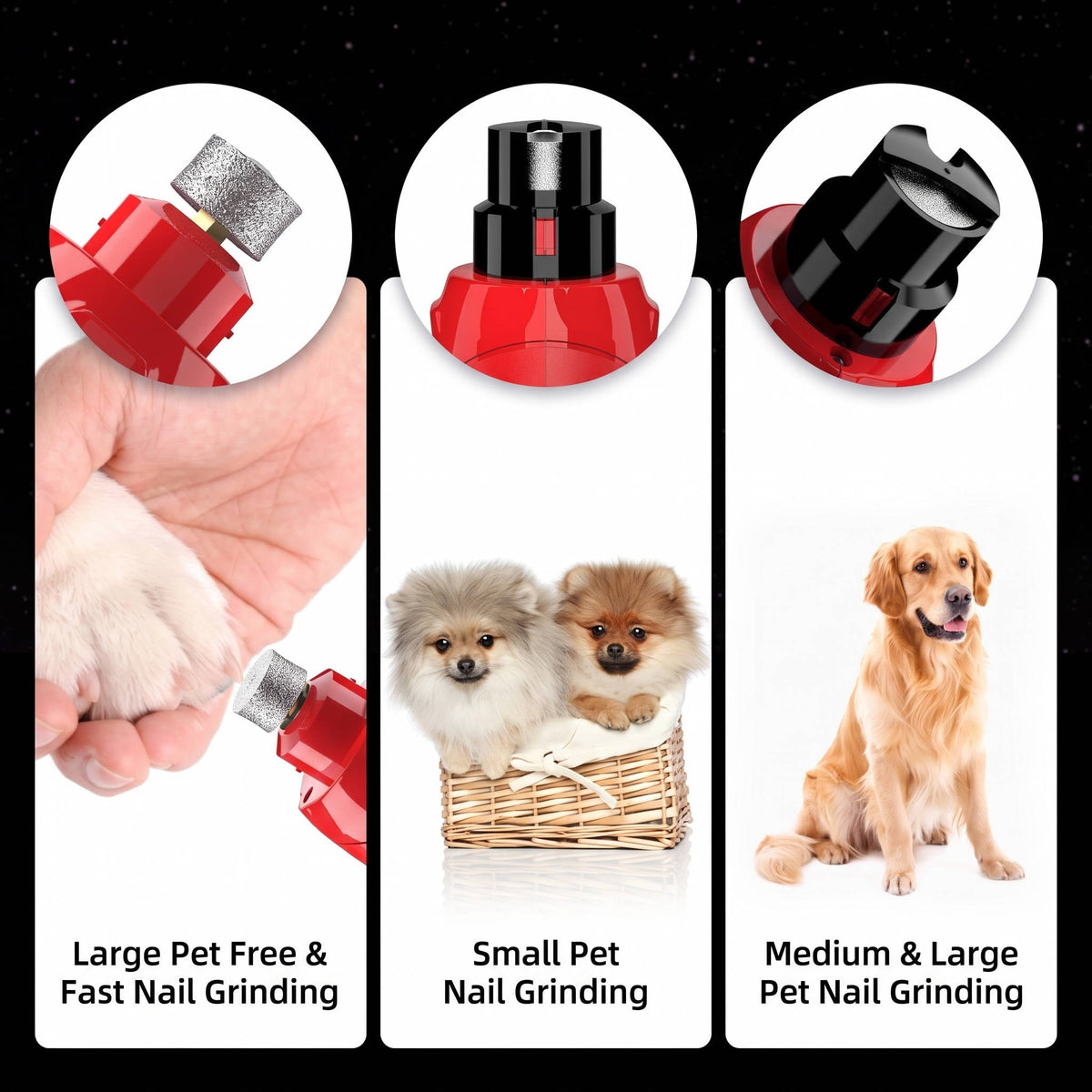 Lijadora de uñas para mascotas, recortadora eléctrica a prueba de polvo con luz LED, 6 velocidades para perros y gatos