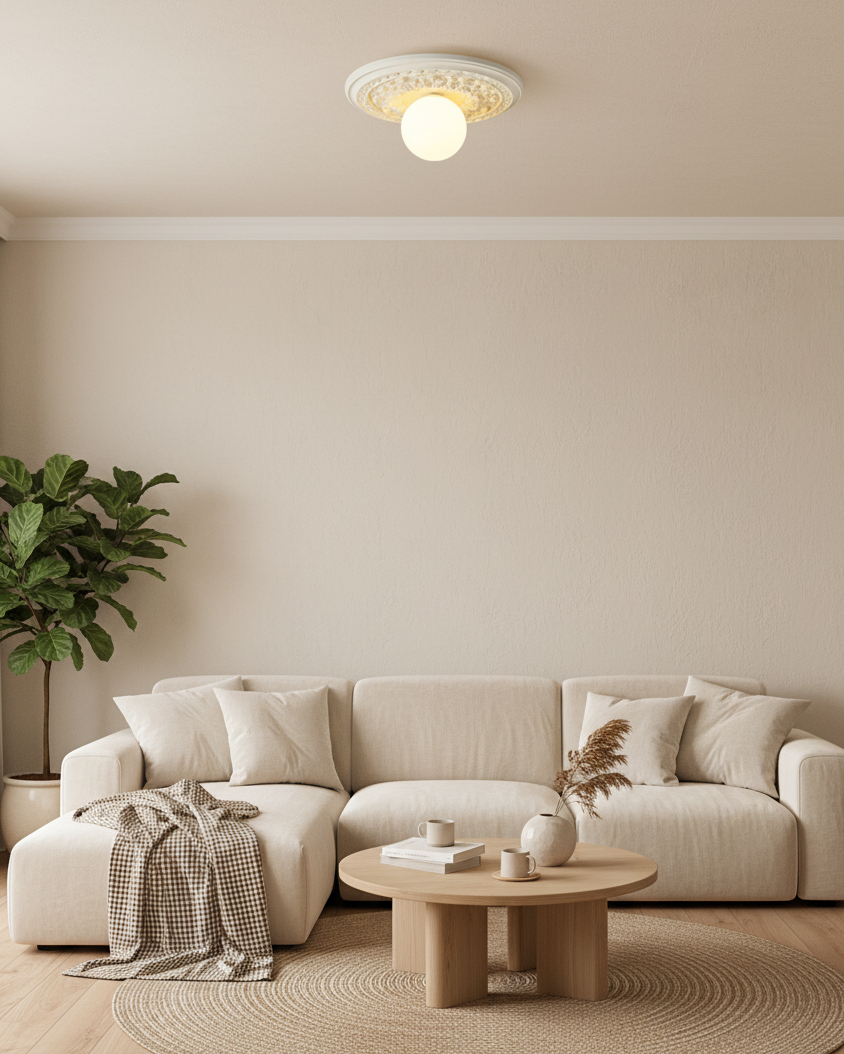 Acryl Plafonnière 35 cm Beige Slaapkamer Woonkamer Decoratieve Armatuur Laag Profiel Wandlamp Sfeerverlichting | Thomler