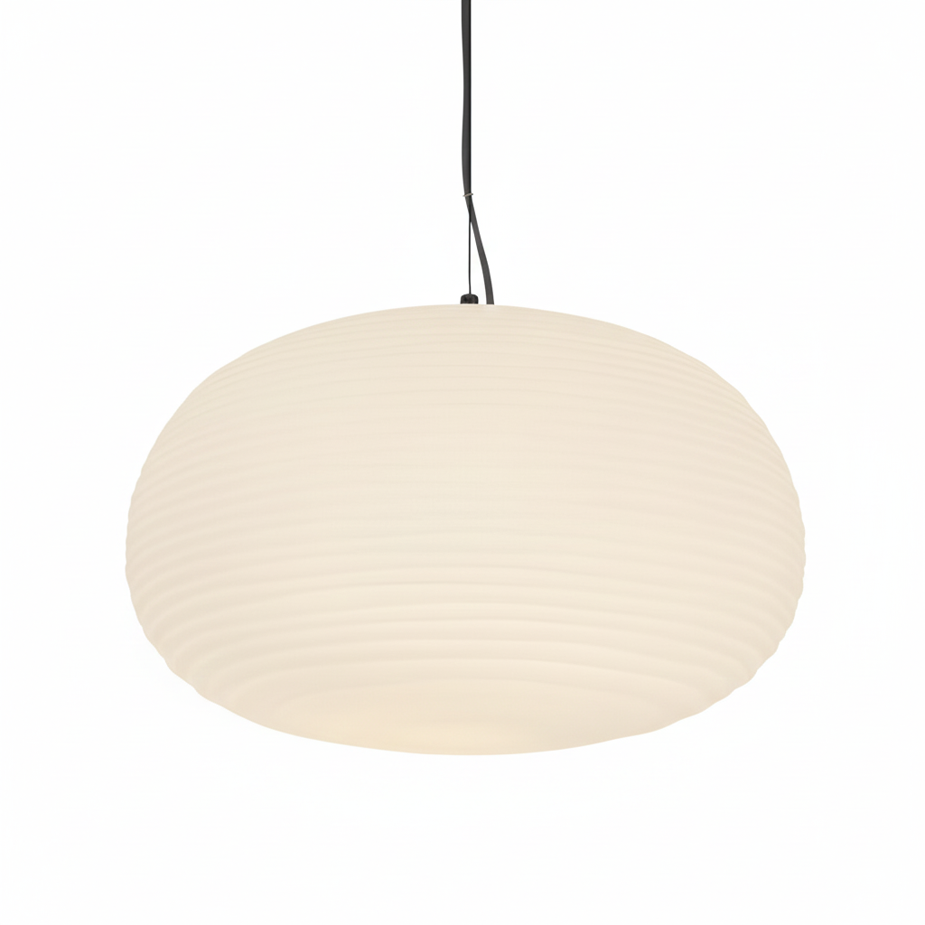 Frosted Glass Hanging Light Fixture with Ribbed Texture | Adjustable Ceiling Lamp for Dining Room Kitchen Island Cafe Restaurant Home | LED | Thomler