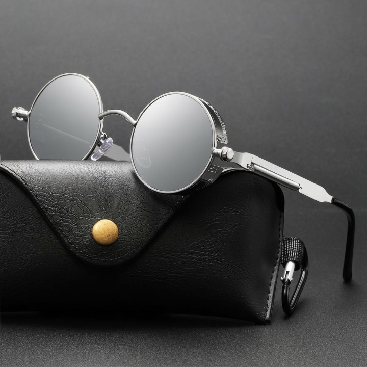 Vintage Round Sunglasses Polarized UV400 Protection Metal Frame Gothic Industrial Design for Men Women Everyday Outdoor | Thomler