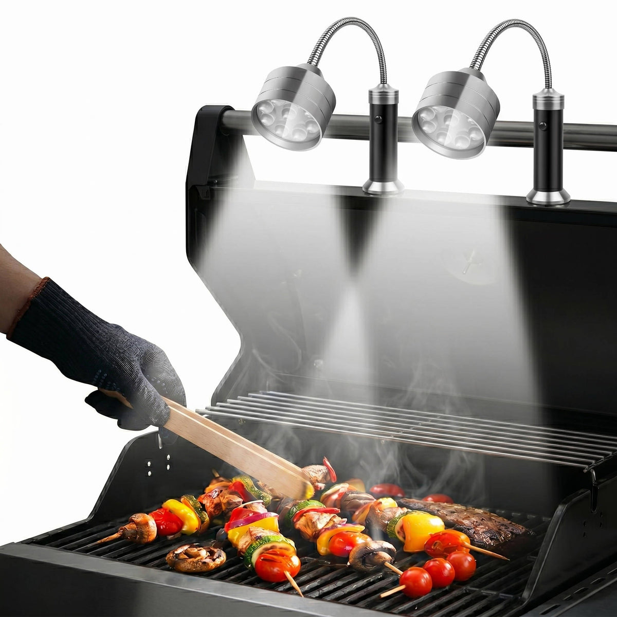 2 Pack BBQ Grill Light Magnetic Base, Bright LED with 360 Degree Flexible Gooseneck for Outdoor Grilling