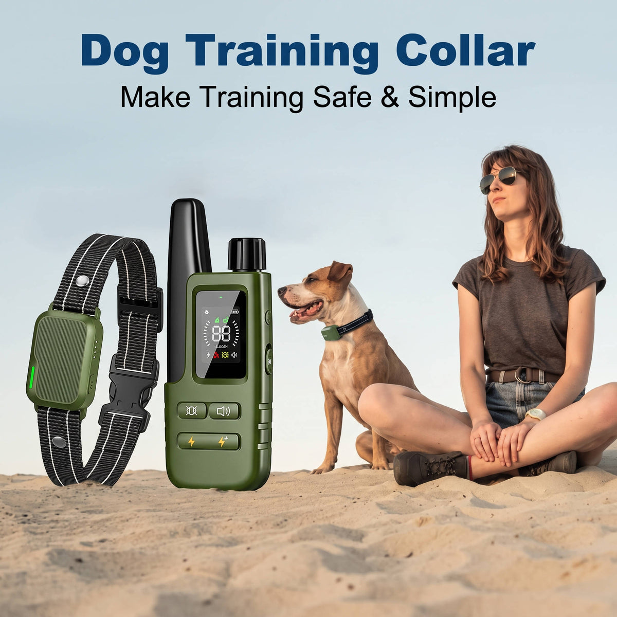 Hundetrainingshalsband mit Fernbedienung, 1000m Reichweite, verstellbares Halsband für Hunde von 4,5 bis 54 kg