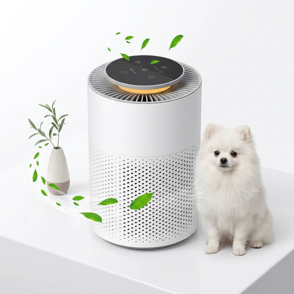 Mini purificador de aire para dormitorio, purificador de aire inteligente con filtro para pelo de mascotas, olores y polen, limpiador de aire portátil HEPA