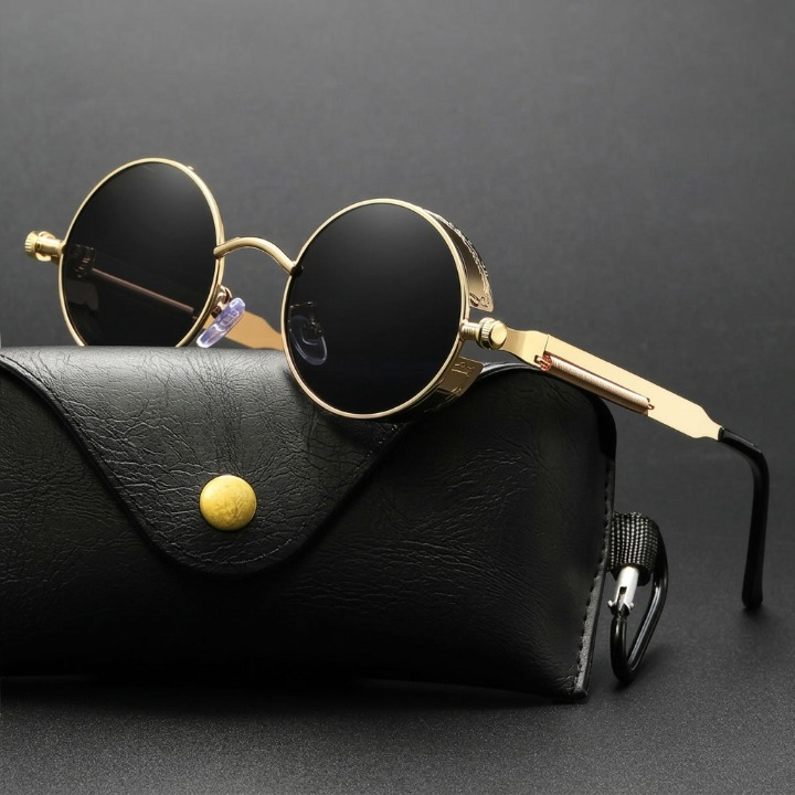 Vintage Round Sunglasses Polarized UV400 Protection Metal Frame Gothic Industrial Design for Men Women Everyday Outdoor | Thomler