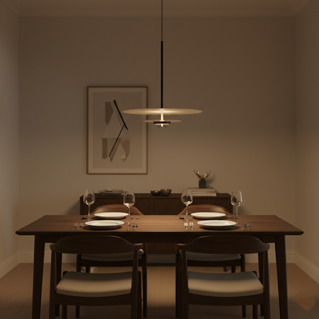 LED Circular Hanging Fixture with Adjustable 59 in Cord for Kitchen Island and Dining Tables | Thomler