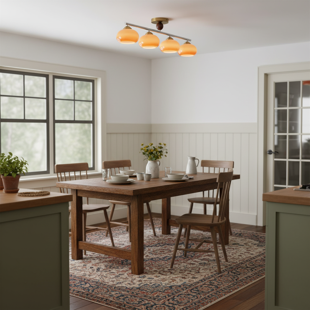 Four-Light Linear Island Pendant with Mixed Glass Shades for Kitchen & Dining Room – Metal & Glass Modern Fixture | Thomler