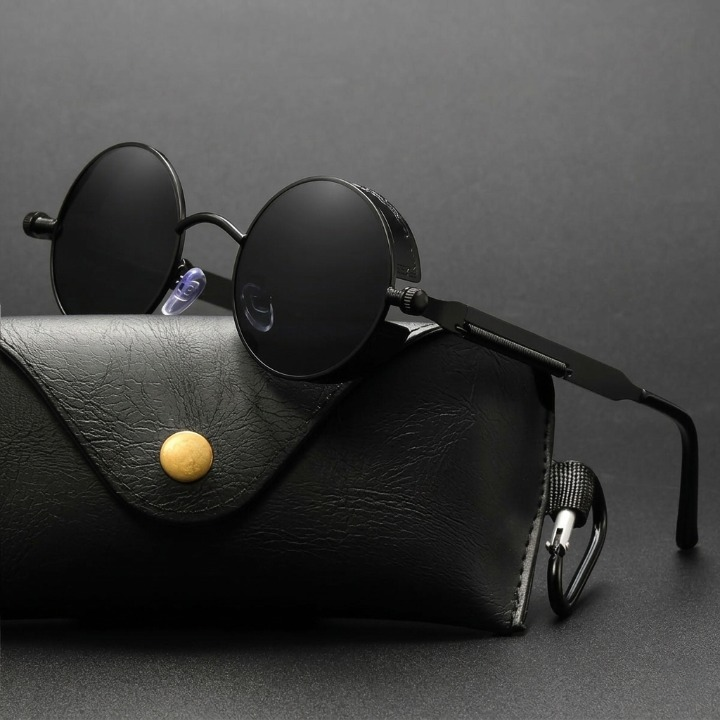 Vintage Round Sunglasses Polarized UV400 Protection Metal Frame Gothic Industrial Design for Men Women Everyday Outdoor | Thomler
