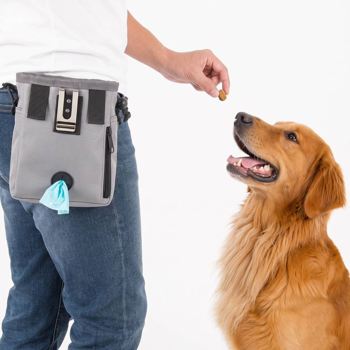 Bolsa de entrenamiento y viaje para perros y aves, bolsa gris para premios de mascotas