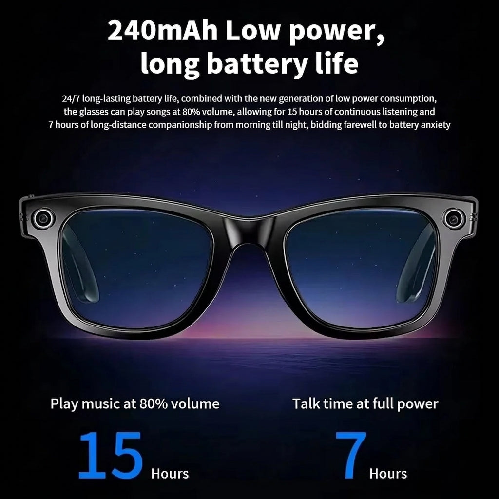 Smart-Brille mit Kamera, Echtzeit-Übersetzer, tragbare Videoaufnahme-Brille