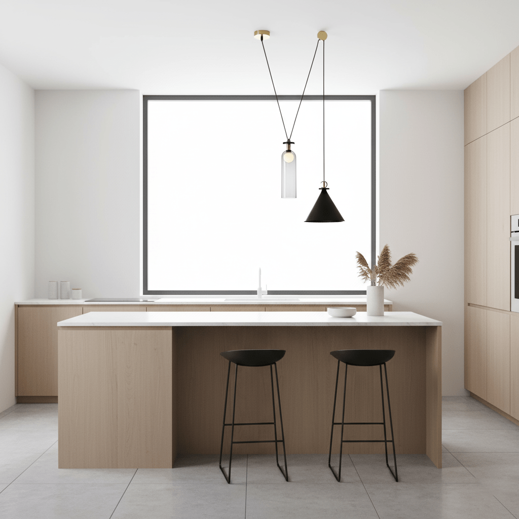 Lámpara de techo escultural modular con secciones ajustables y opciones de acabado personalizadas para comedor, cocina y sala de estar | Thomler