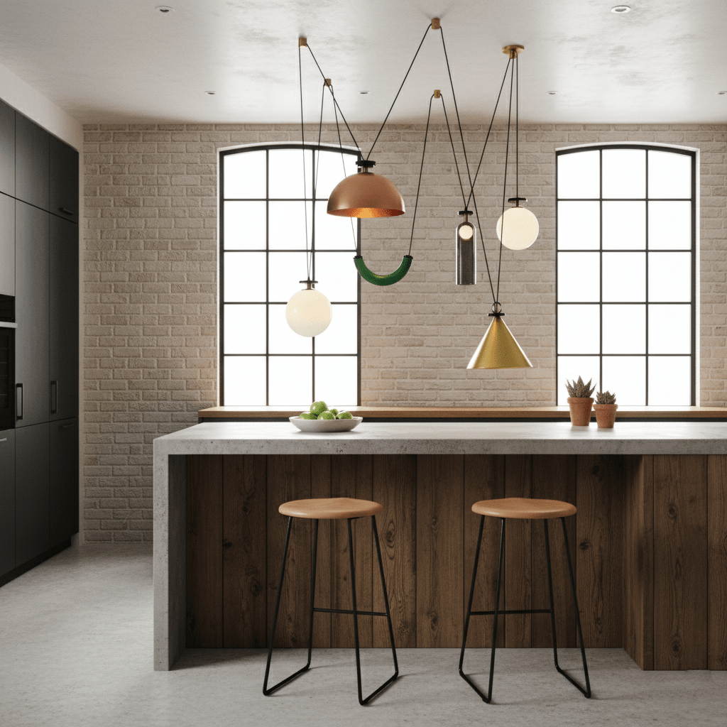 Lámpara de techo escultural modular con secciones ajustables y opciones de acabado personalizadas para comedor, cocina y sala de estar | Thomler