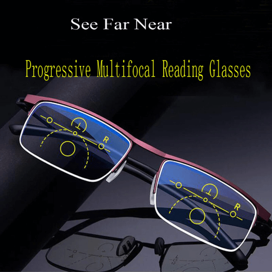 Progressieve leesbril met autofocus-technologie en blauwlichtfilter voor presbyopie
