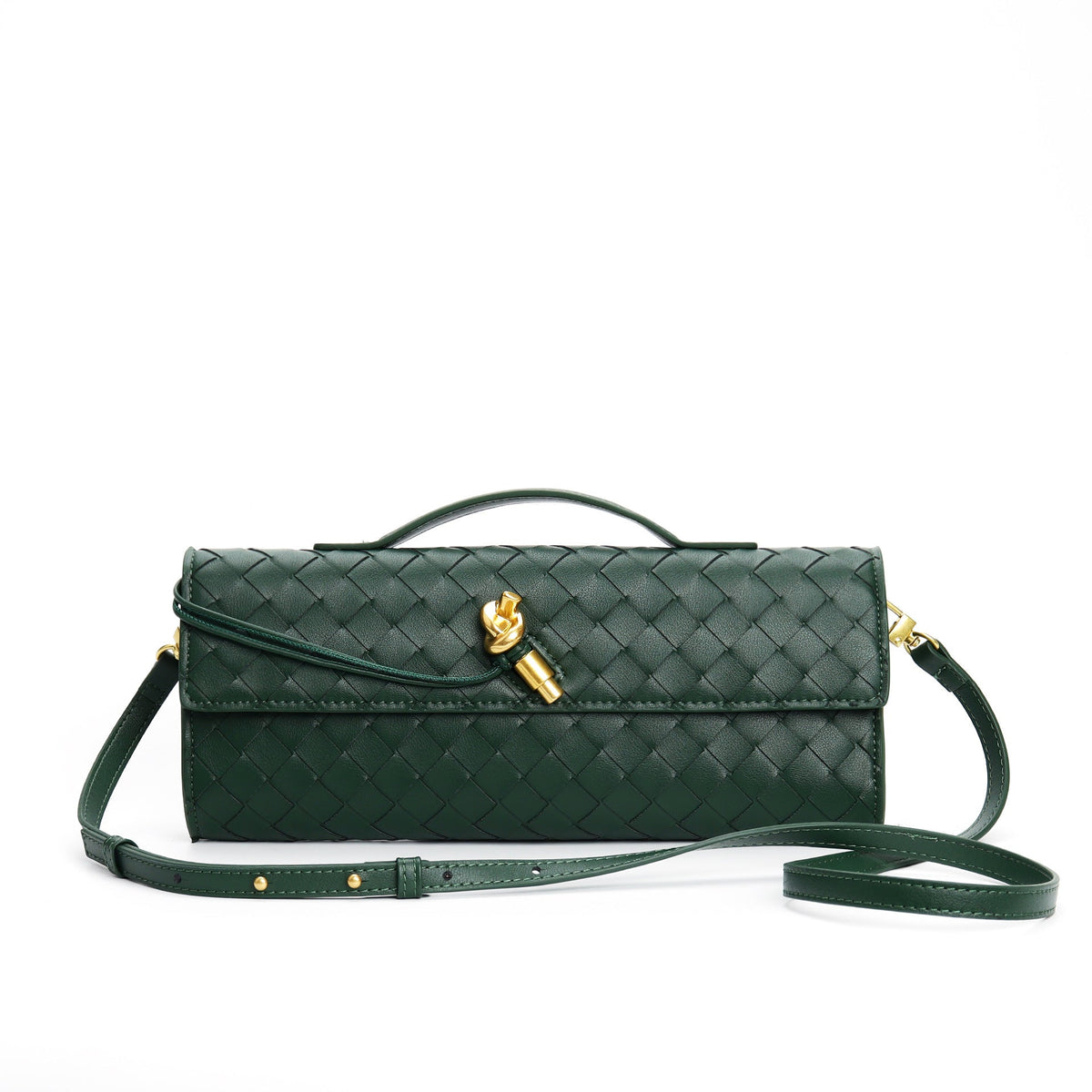 Woven Leather Clutch Purse for Women with Adjustable Strap - Crossbody Shoulder Bag Evening Handbag in Multiple Colors | Thomler