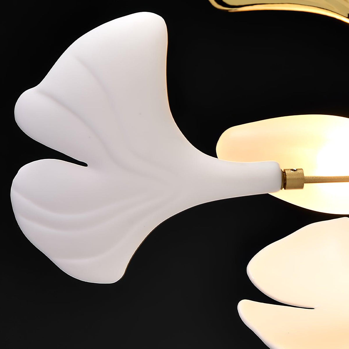 Lámpara de techo de porcelana hecha a mano con hojas y ramas flexibles, color dorado y blanco, 70 pulgadas, iluminación de diseño para comedor, vestíbulo y sala de estar
