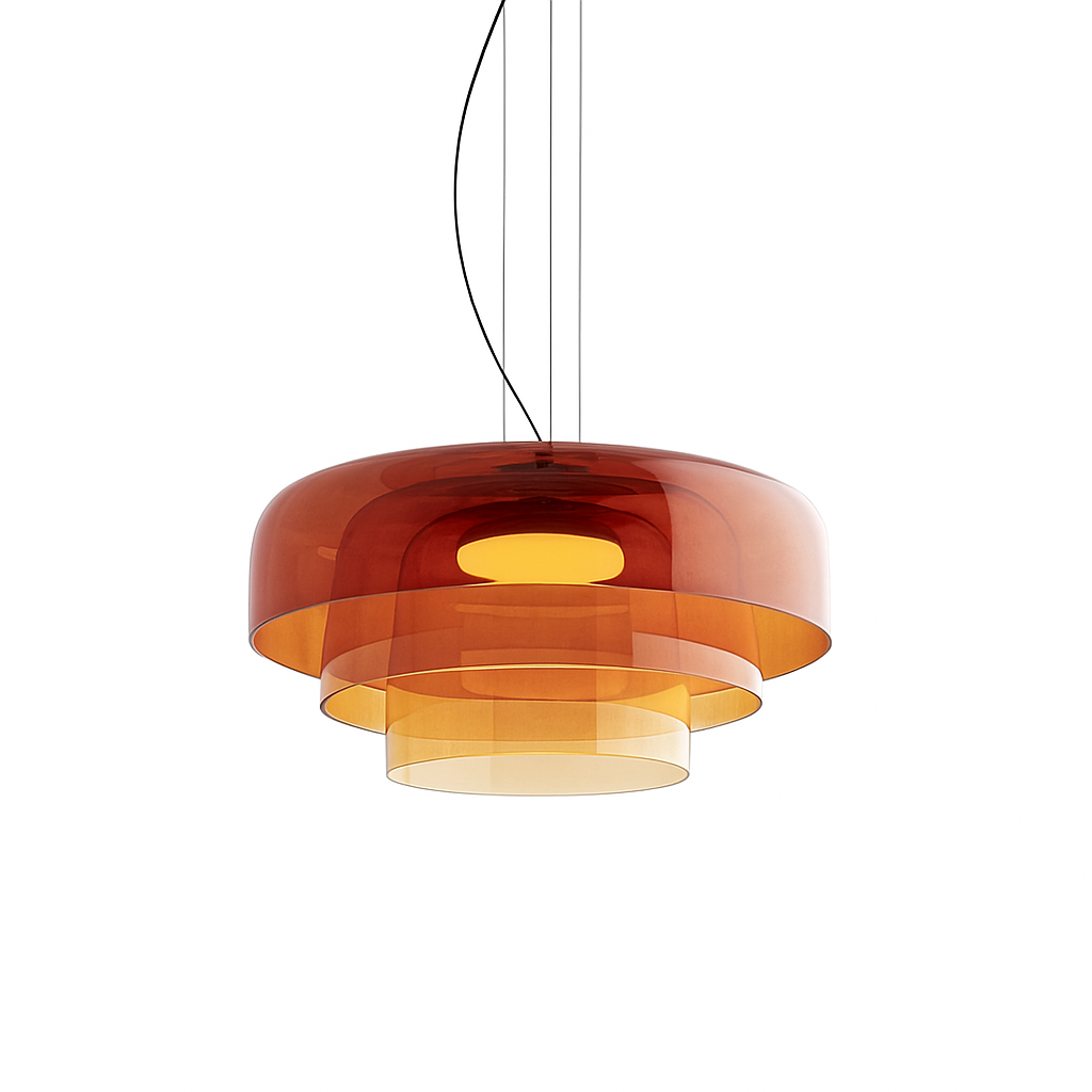 Hand-Blown Glass Dome Ceiling Light 16.5 in Adjustable Height Green Overhead Fixture for Dining Room Kitchen Island Modern Sculptural Ambien