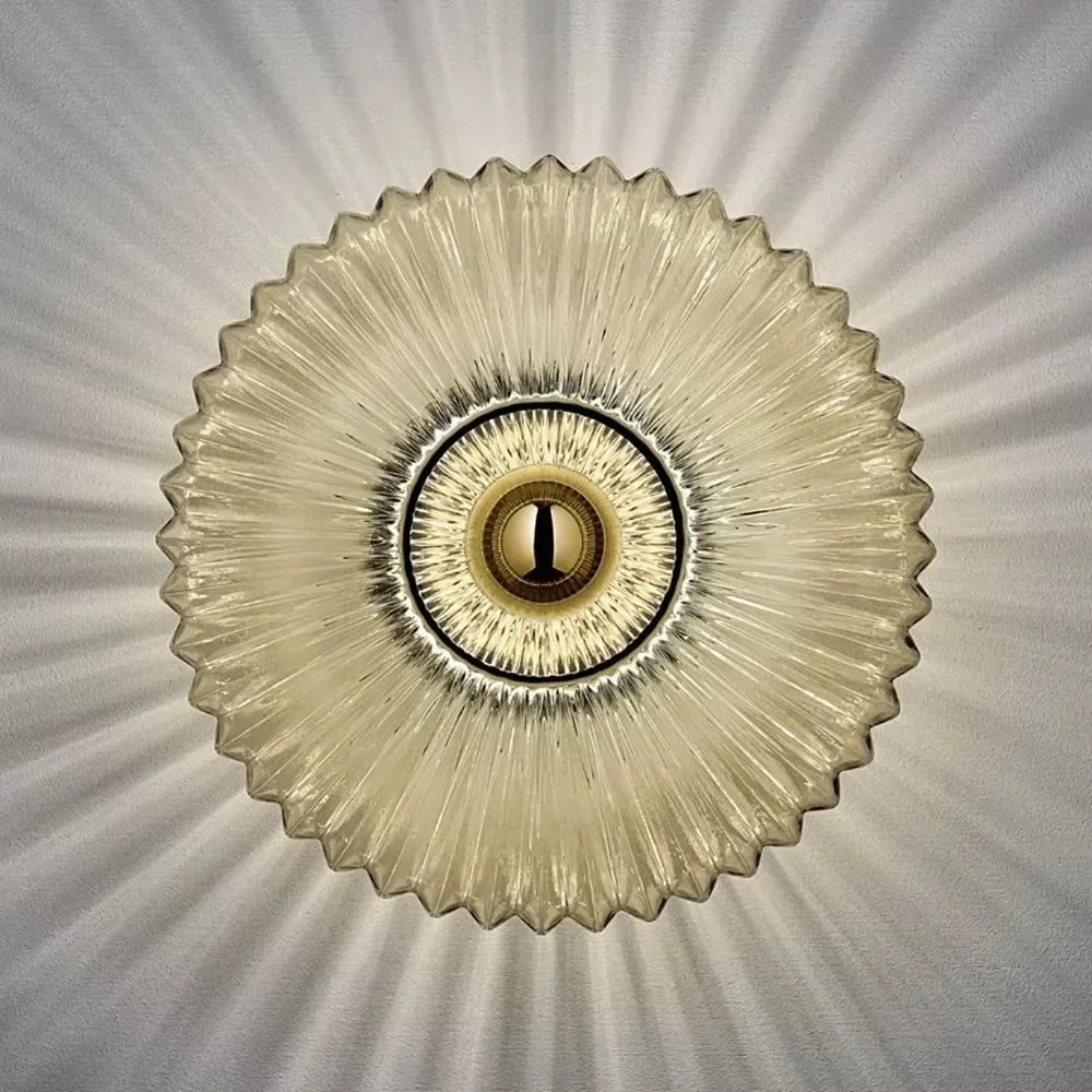 Wandleuchte aus strukturiertem Glas, warmes Licht, Akzentbeleuchtung für Innenräume, muschelförmig, für Eingangsbereich, Schlafzimmer, Flur, zeitgenössischer Boho-Art-déco-Stil | Thomler