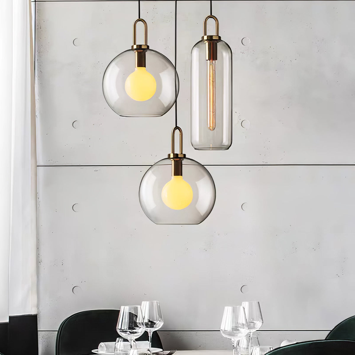 Glass Globe Hanging Light Fixture with Adjustable Cord for Dining Room Kitchen Island Bedroom Modern Minimalist Ceiling Pendant Lamp | Thomler