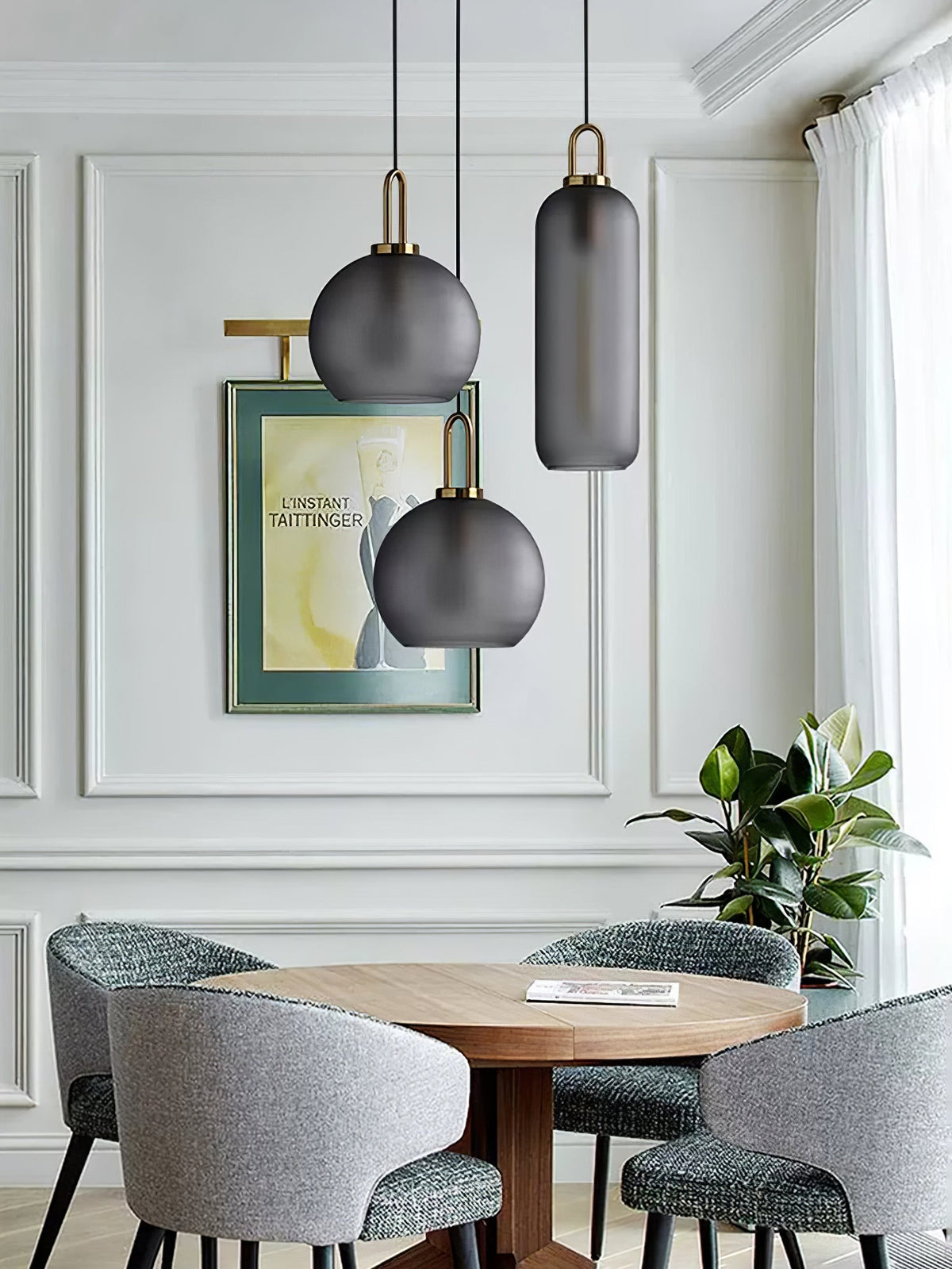 Glass Globe Hanging Light Fixture with Adjustable Cord for Dining Room Kitchen Island Bedroom Modern Minimalist Ceiling Pendant Lamp | Thomler