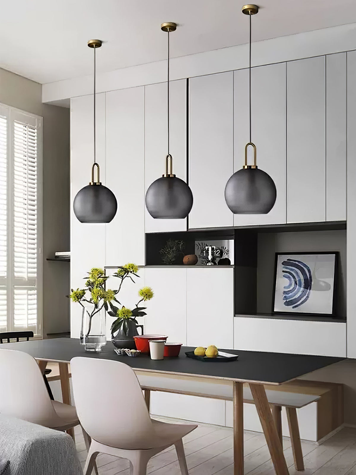 Glass Globe Hanging Light Fixture with Adjustable Cord for Dining Room Kitchen Island Bedroom Modern Minimalist Ceiling Pendant Lamp | Thomler