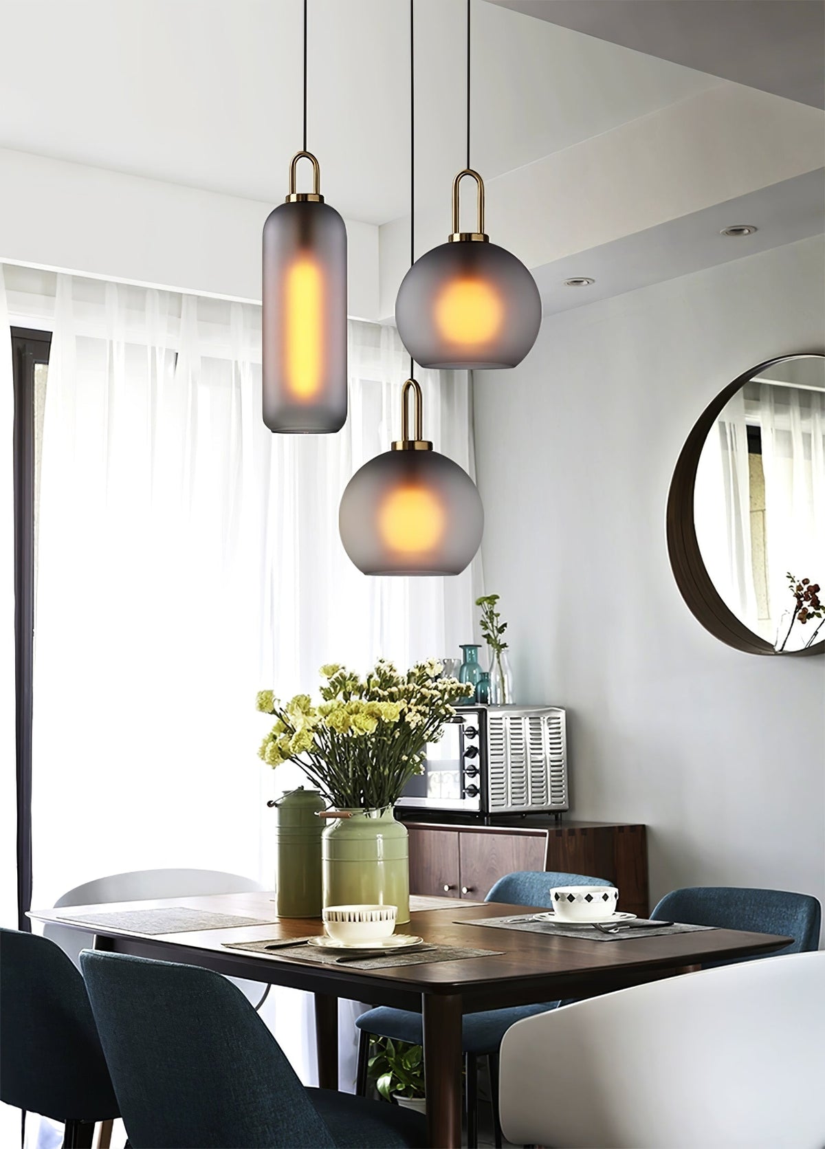 Glass Globe Hanging Light Fixture with Adjustable Cord for Dining Room Kitchen Island Bedroom Modern Minimalist Ceiling Pendant Lamp | Thomler
