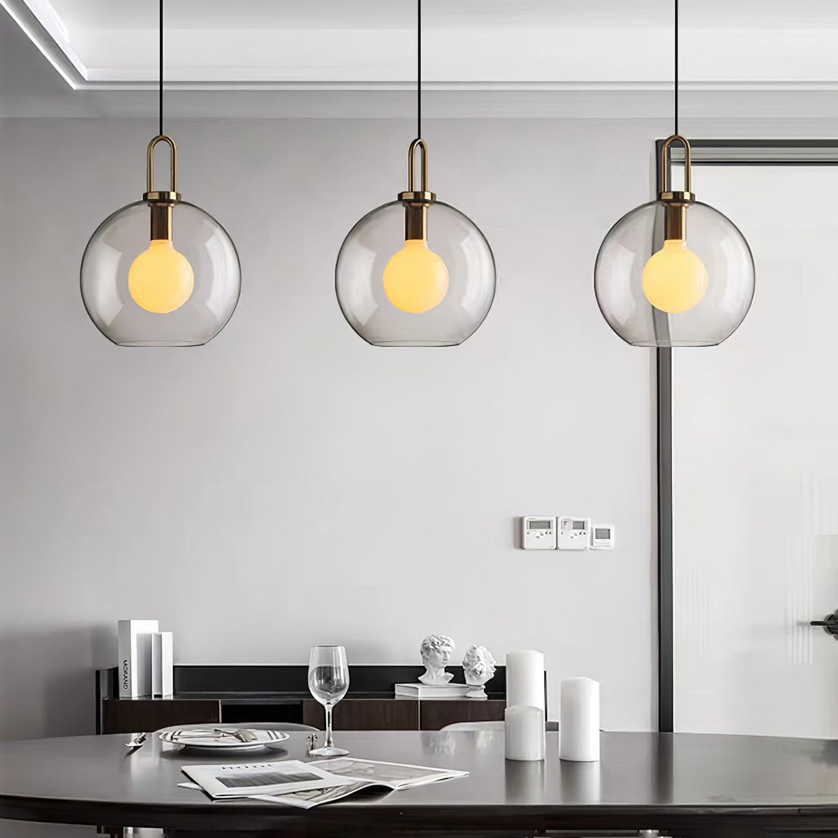 Glass Globe Hanging Light Fixture with Adjustable Cord for Dining Room Kitchen Island Bedroom Modern Minimalist Ceiling Pendant Lamp | Thomler