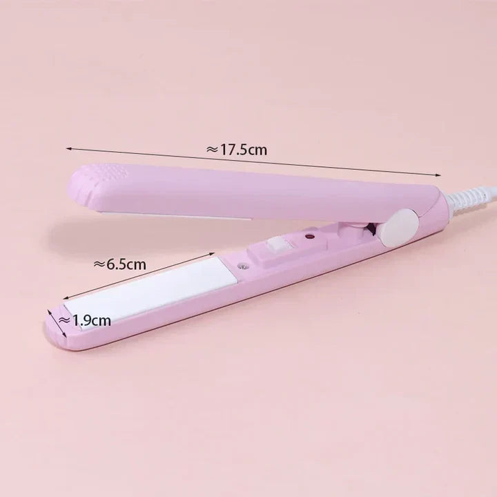 Compact Travel Hair Straightener and Curling Iron 2-in-1 Styling Tool with Ceramic Tourmaline Plates for Smooth Curls and Sleek Straight Hai | Thomler