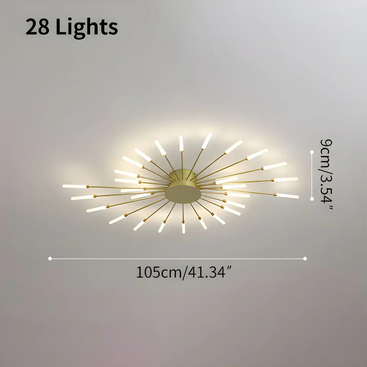 Multi-Arm Starburst Ceiling Fixture Metal LED Dimmable Gold Black 20-42 Bulb Open-Plan Dining Room Contemporary Statement Light Large Space | Thomler