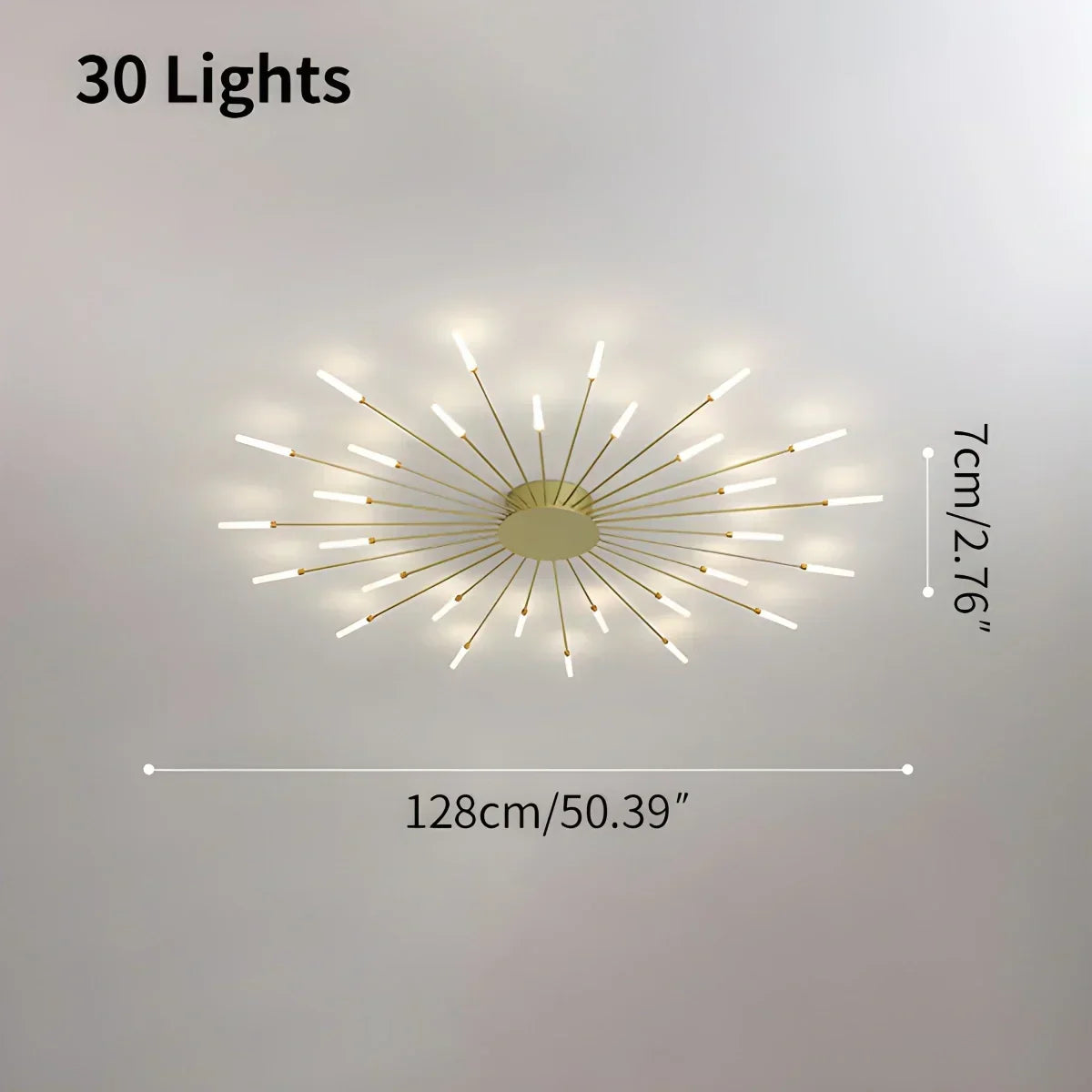 Multi-Arm Starburst Ceiling Fixture Metal LED Dimmable Gold Black 20-42 Bulb Open-Plan Dining Room Contemporary Statement Light Large Space | Thomler