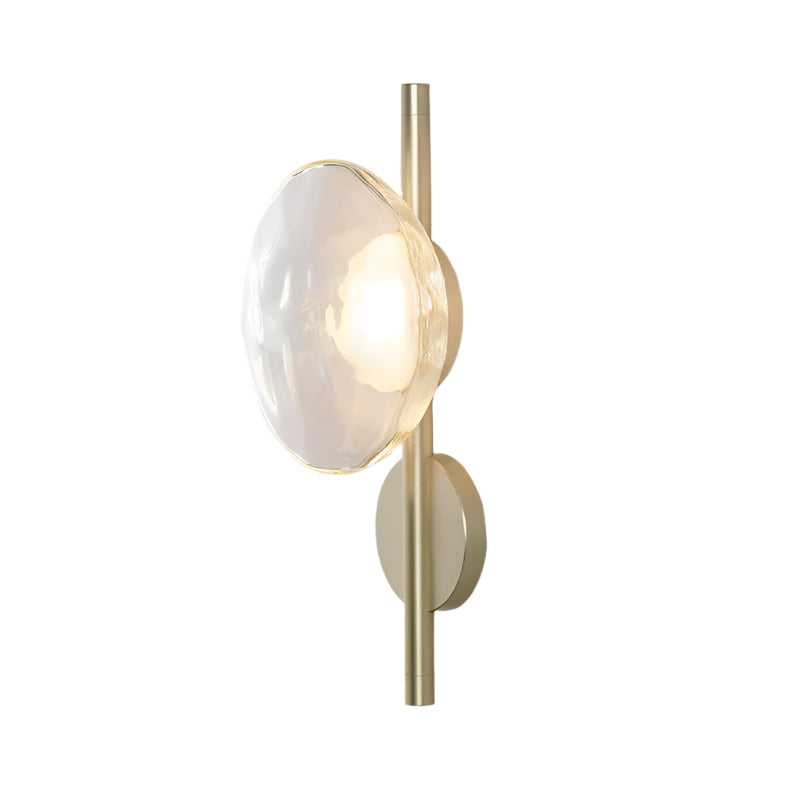 Modern Glass Sconce Light for Bedroom Hallway | Textured LED Wall Fixture Black or Gold Finish | Indoor Ambient Lighting | Thomler