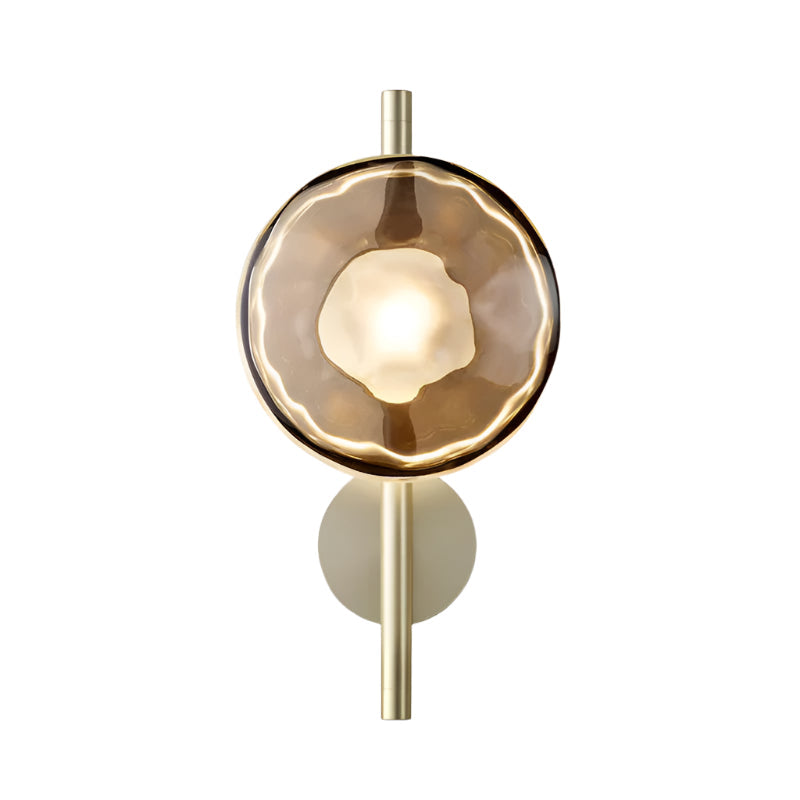 Modern Glass Sconce Light for Bedroom Hallway | Textured LED Wall Fixture Black or Gold Finish | Indoor Ambient Lighting | Thomler