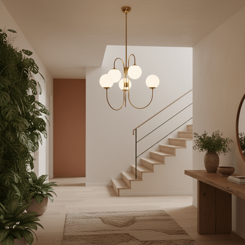Lámpara de techo de varios brazos, marco de metal, pantallas de vidrio esmerilado, oro, negro, blanco, 30 pulgadas de diámetro, para sala de estar, comedor, dormitorio, luz superior | Thomler