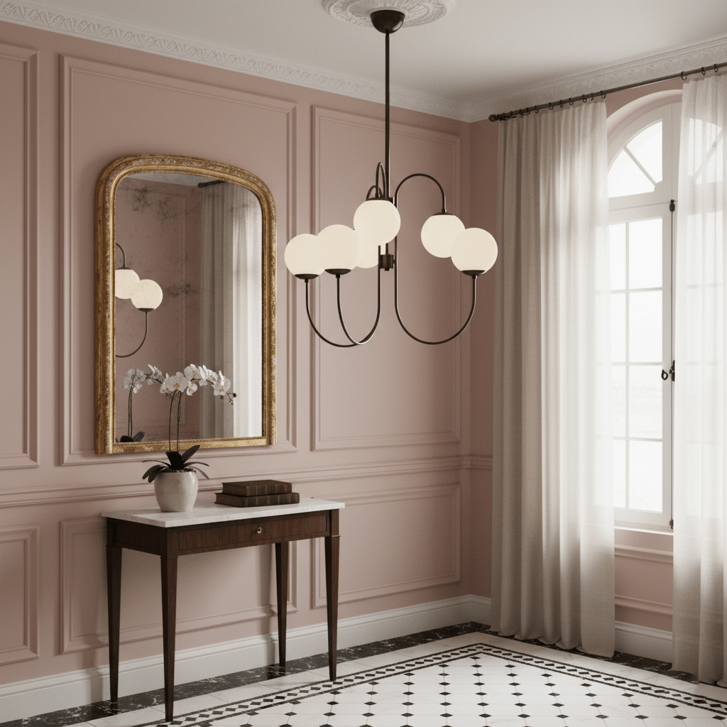 Lámpara de techo de varios brazos, marco de metal, pantallas de vidrio esmerilado, oro, negro, blanco, 30 pulgadas de diámetro, para sala de estar, comedor, dormitorio, luz superior | Thomler