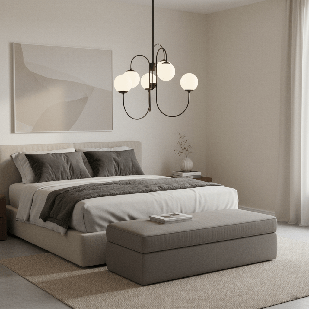 Lámpara de techo de varios brazos, marco de metal, pantallas de vidrio esmerilado, oro, negro, blanco, 30 pulgadas de diámetro, para sala de estar, comedor, dormitorio, luz superior | Thomler