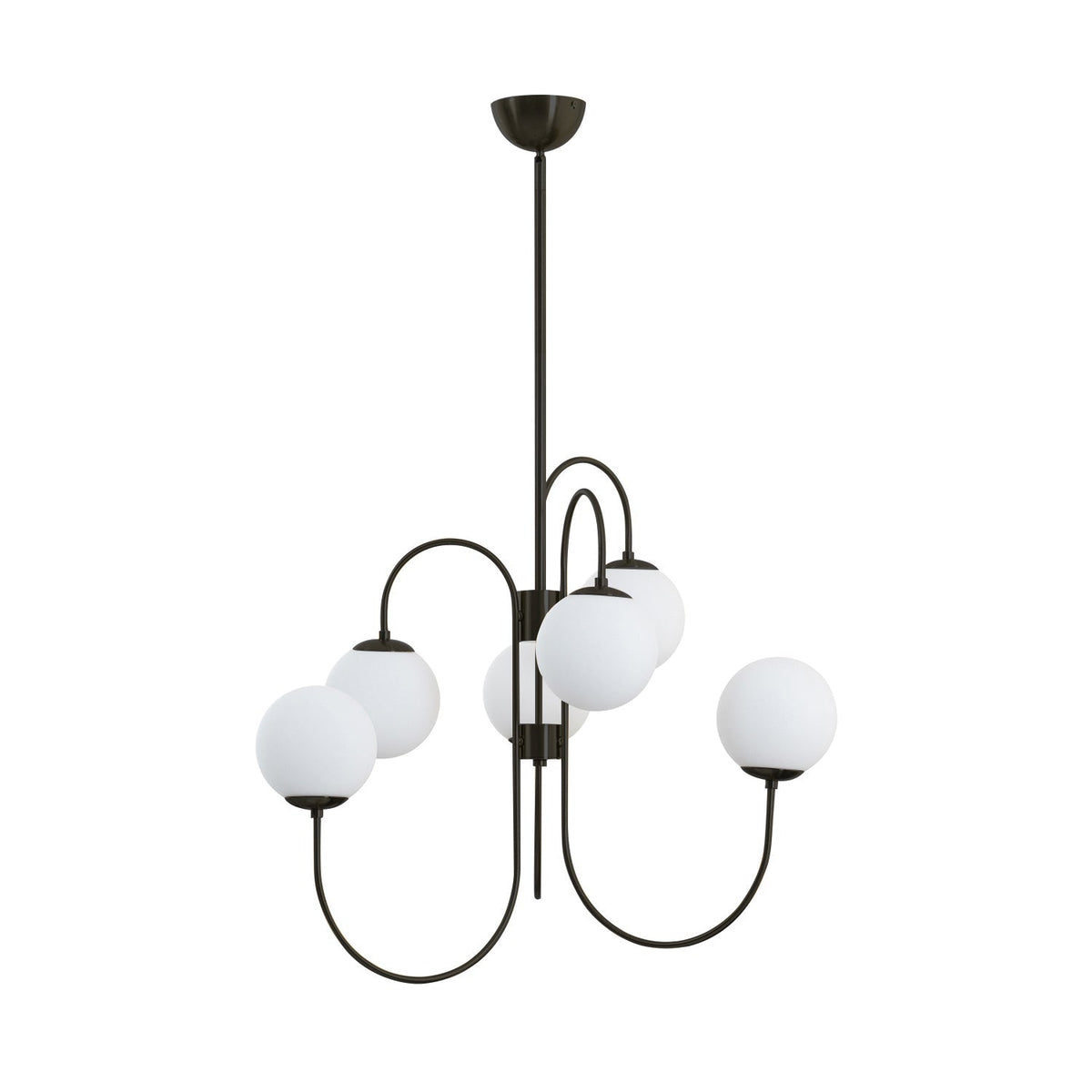Lámpara de techo de varios brazos, marco de metal, pantallas de vidrio esmerilado, oro, negro, blanco, 30 pulgadas de diámetro, para sala de estar, comedor, dormitorio, luz superior | Thomler
