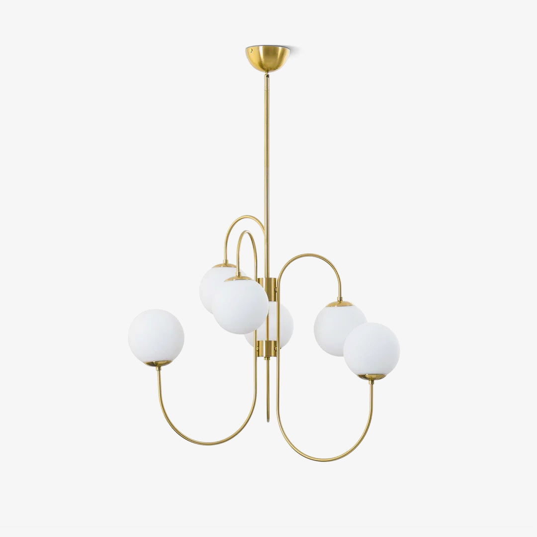 Lámpara de techo de varios brazos, marco de metal, pantallas de vidrio esmerilado, oro, negro, blanco, 30 pulgadas de diámetro, para sala de estar, comedor, dormitorio, luz superior | Thomler
