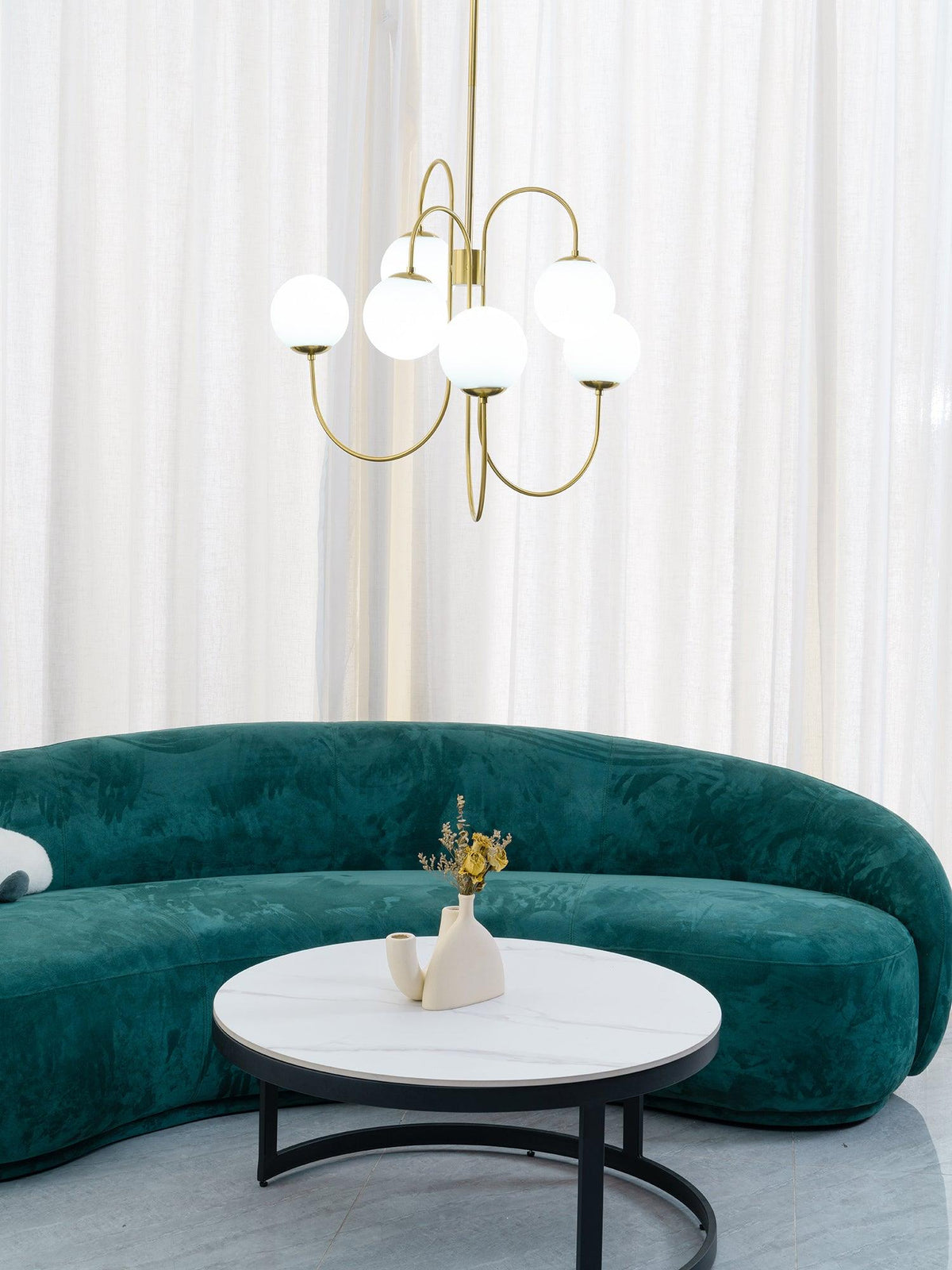 Lámpara de techo de varios brazos, marco de metal, pantallas de vidrio esmerilado, oro, negro, blanco, 30 pulgadas de diámetro, para sala de estar, comedor, dormitorio, luz superior | Thomler