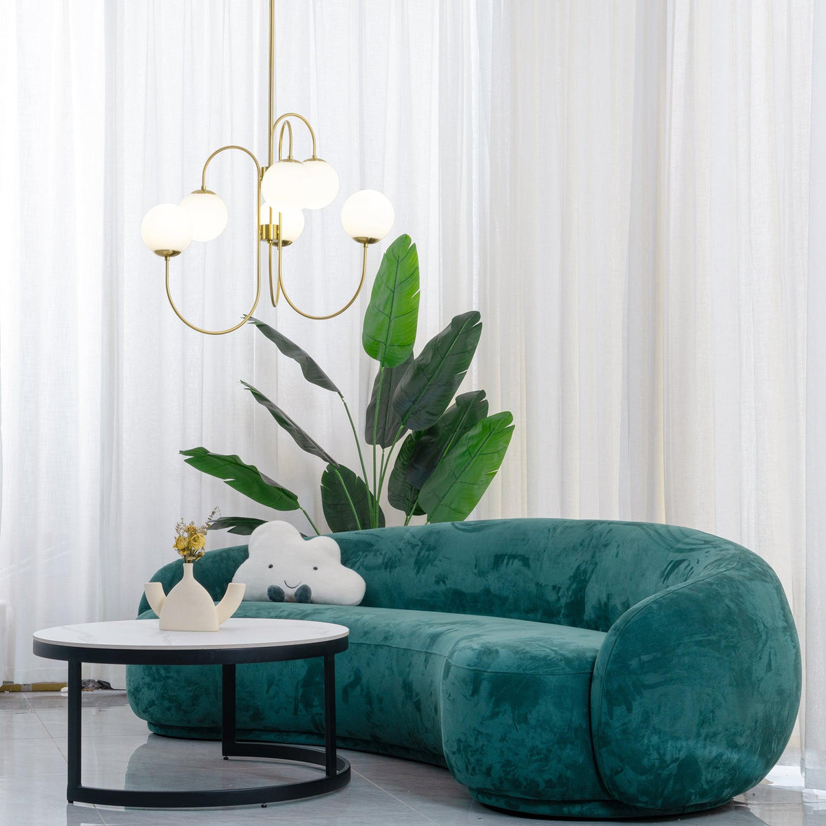 Lámpara de techo de varios brazos, marco de metal, pantallas de vidrio esmerilado, oro, negro, blanco, 30 pulgadas de diámetro, para sala de estar, comedor, dormitorio, luz superior | Thomler